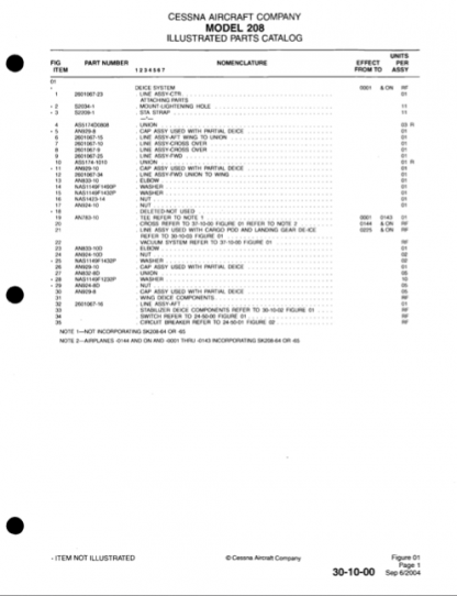 Cessna 208 Caravan Aircraft IPC Parts Manual Download