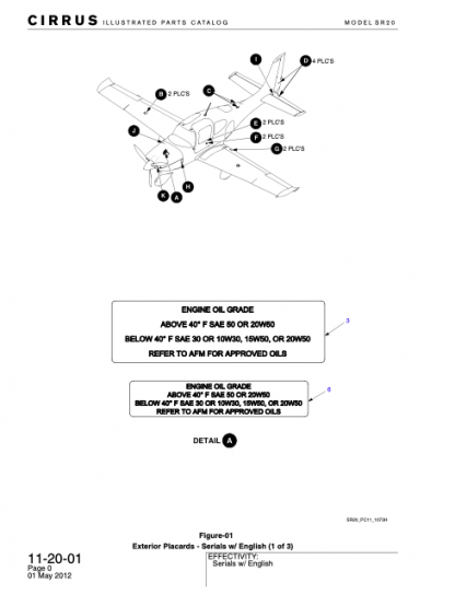 Cirrus SR20 IPC Parts Manual Download