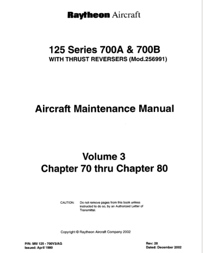 Hawker 700 (MM) Illustrated Maintenance Manual Download