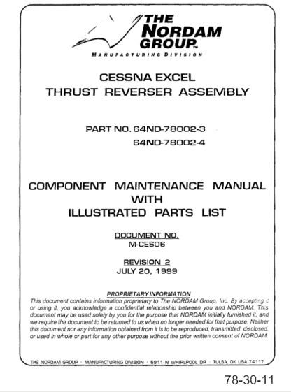 CESSNA EXCEL THRUST REVERSER ASSEMBLY (MM) ILLUSTRATED MAINTENANCE MANUAL DOWNLOAD WITH (IPC) ILLUSTRATED PARTS CATALOUGE DOWNLOAD - Image 2