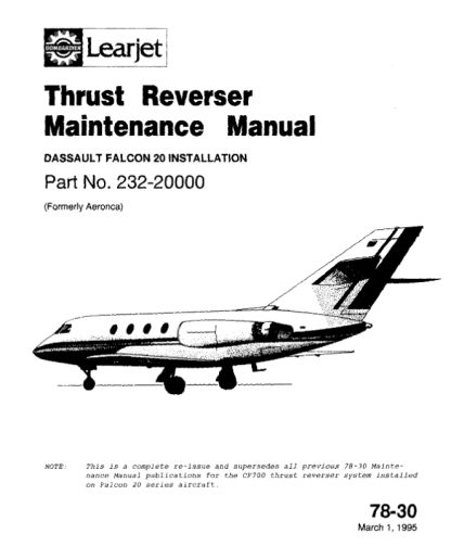 DASSAULT FALCON 20 THRUST REVERSER (MM) Illustrated Maintenance Manual Download - Image 2