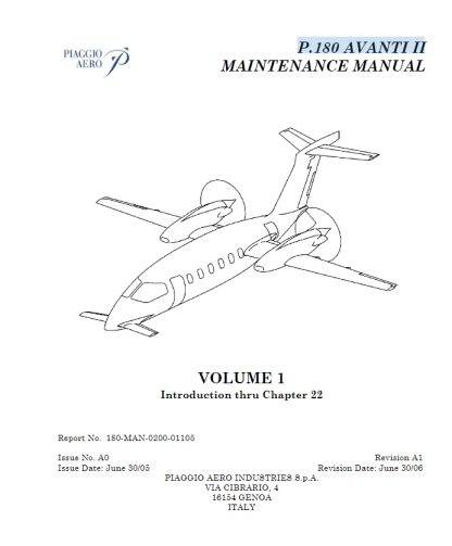 Piaggio P180 Avanti Maintenance Manual Download