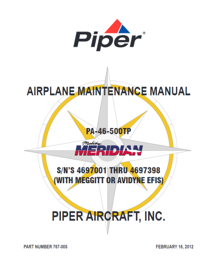 PA-46-500TP MALIBU MERIDIAN AMM Aircraft Maintenance Manual Download