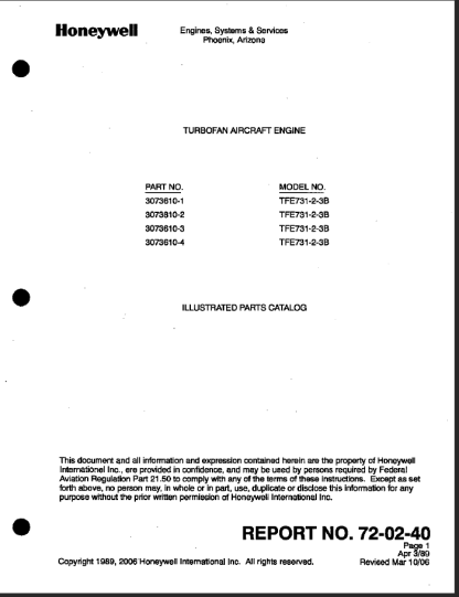 TFE731-2-3B ENGINE Illustrated Parts Catalog (IPC) Download