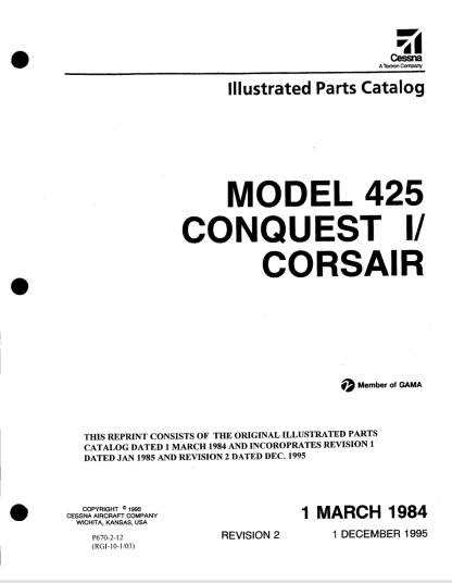 Cessna 425 IPC Illustrated Parts Catalog (IPC) Download