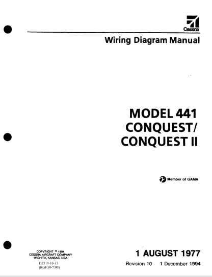 Cessna 441 Wiring Diagram Manual (WDM) Download