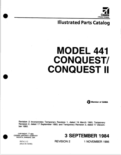 Cessna 441 llustrated Parts Catalog (IPC) Download