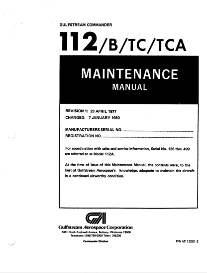 Commander 112/B/TC/TCA Maintenance Manual (MM) Download