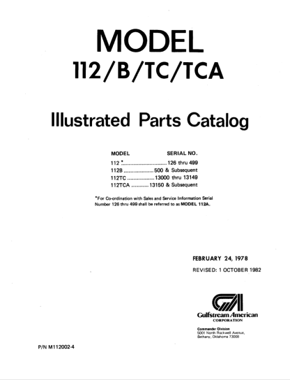 Commander 112/B/TC/TCA Illustrated Parts Catalog (IPC) Download