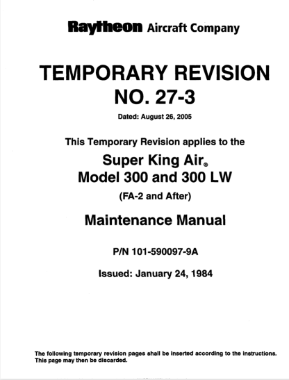 Super King Air Model 300 and 300 LW Illustrated Parts Catalog (IPC) Download