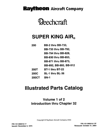 King Air 200 Series Illustrated Parts Catalog (IPC) Download