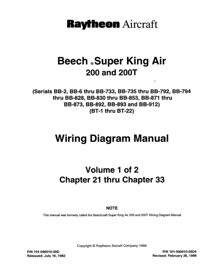 Super King Air 200 Series Wiring Diagram Manual (WDM) Download