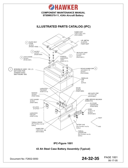 Hawker Battery 9750W0370-11 Component Maintenance Manual (CMM) Download - Image 2