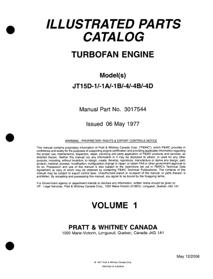 Pratt & Whitney JT15D IPC Parts Manual