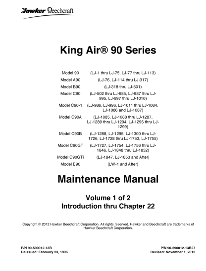 King Air 90 Series Maintenance Manual AMM Download