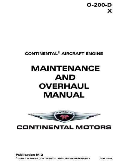 0-200-D Continental Maintenance and Overhaul Manual Download