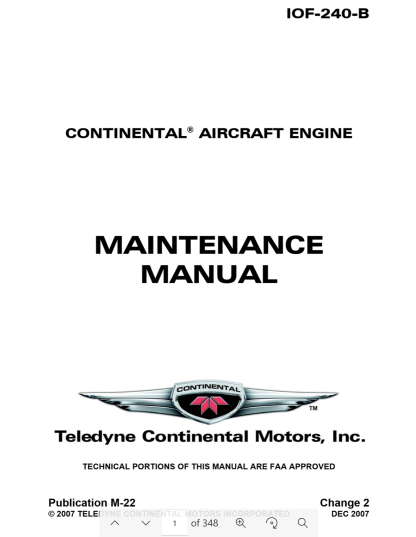 Continental IOF-240-B Maintenance Manual (MM) Download