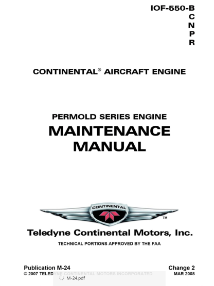 Continental IOF-550-B Maintenance Manual (MM) Download