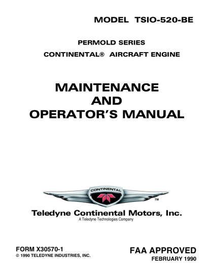 Continental TSIO-520-BE Maintenance and Operator's Manual Download