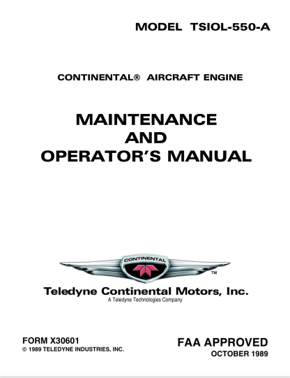 Continental TSIOL-550-A Maintenance and Operator's Manual Download