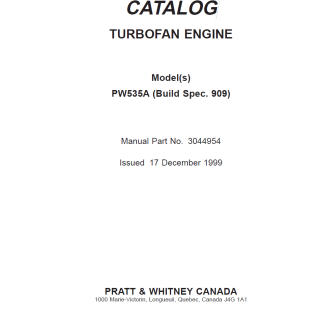 PRATT & WHITNEY 535A Engine IPC ILLUSTRATED PARTS CATALOG