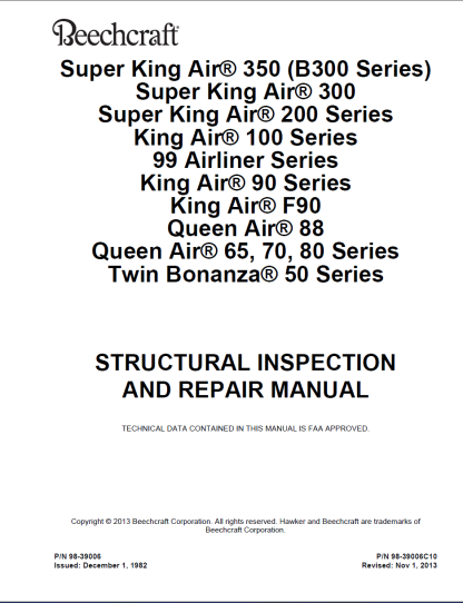 Beechcraft STRUCTURAL INSPECTION AND REPAIR MANUAL SIRM