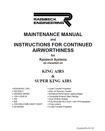 RAISBECK KING AIR Inspection Guide Phase manual