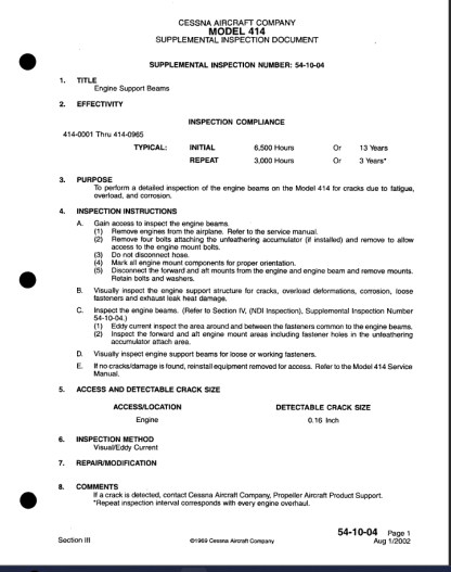 Cessna 414 / 414A Aircraft Service Manual AMM - Image 2